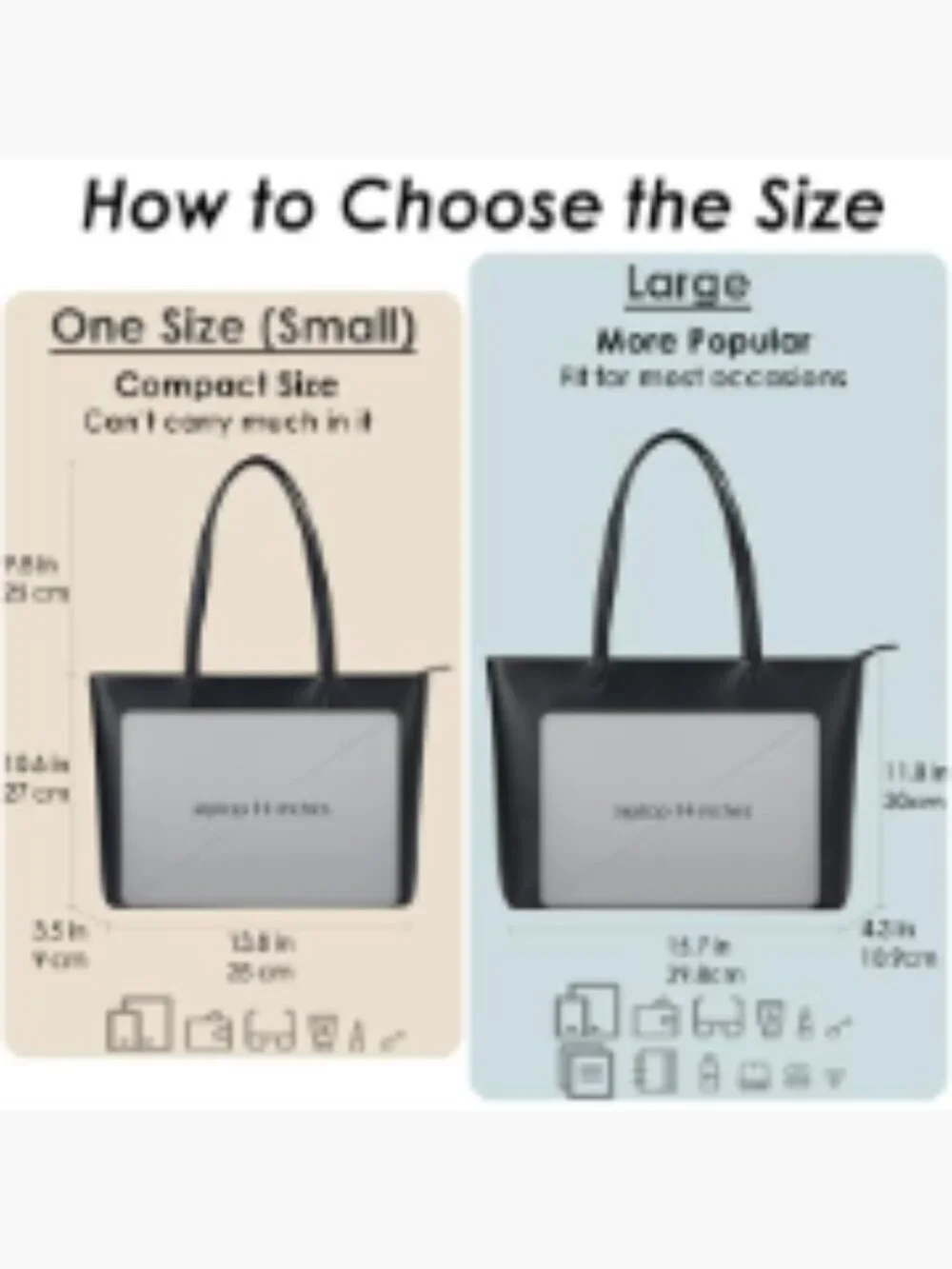 Vegan Leather Tote Bag for Women, Zipper Shoulder Satchel Purses, Large Casual